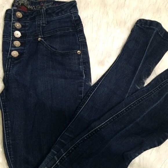 Almost Famous Button Fly High Rise Jeans - Picture 1 of 5